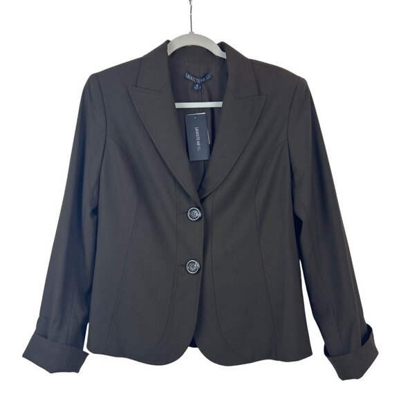 NWT Lafayette 148 New York Women Espresso Brown Wool Two-Button Blazer Jacket 10 - Picture 6 of 16